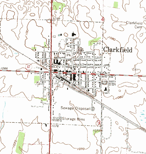 Topographic map of the Clarkfield Minnesota area