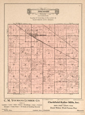 Plat map of Friendship Township in Yellow Medicine County Minnesota, 1929