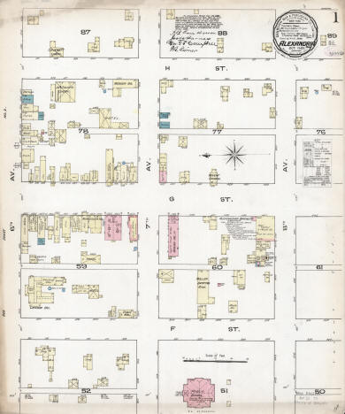 Sanborn Fire Protection map of Alexandria, Minnesota, 1885 - sheet 1