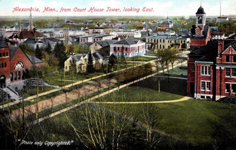 View of Alexandria, Minnesota, from the Douglas County Court House Tower looking East, 1910s