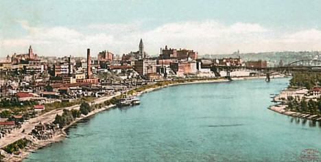 View of Downtown St. Paul from the High Bridge, 1907