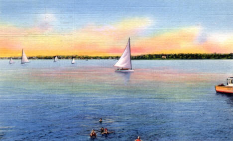 Sailboating on Lake Calhoun, Minneapolis Minnesota, 1933
