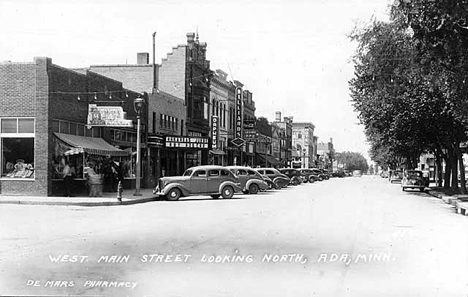 West Main Street looking north, Ada Minnesota, 1945