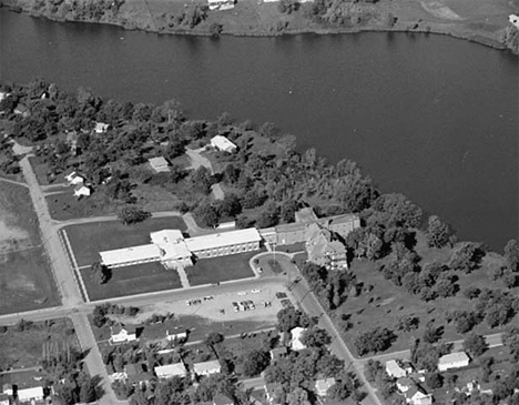 Aerial view, Rest home and surrounding area, Alexandria Minnesota, 1971