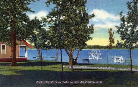 City Park on Lake Henry, Alexandria Minnesota, 1946