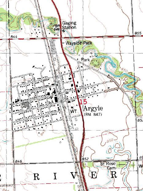 Topographic Map of the Argyle Minnesota area
