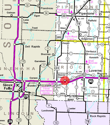 Minnesota State Highway Map of the Beaver Creek Minnesota area
