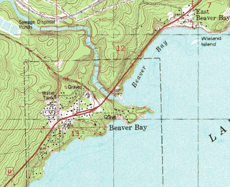 Topographic Map of Beaver Bay Minnesota