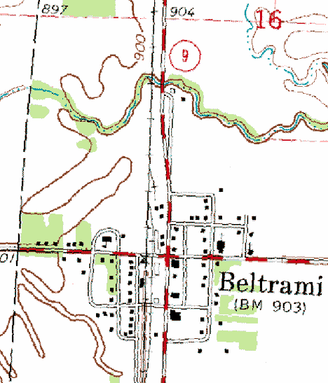 Topographic Map of Beltrami Minnesota