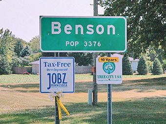 Benson Minnesota population sign