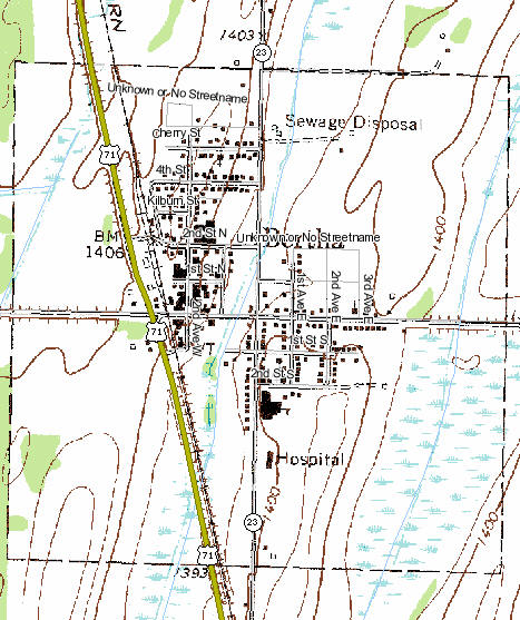 Topographic Map of Bertha Minnesota