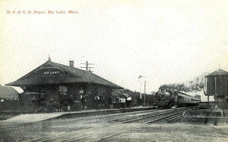 Northern Pacific and Great Northern Railroad Depot, Big Lake Minnesota, 1910's