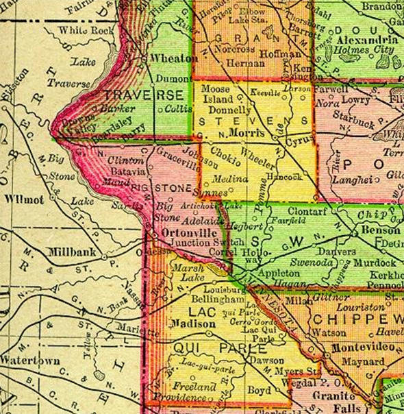 1895 Map of Big Stone County Minnesota