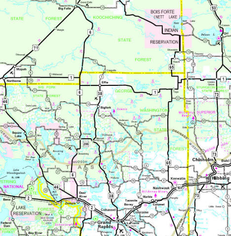Highway Map of the Bigfork Minnesota area