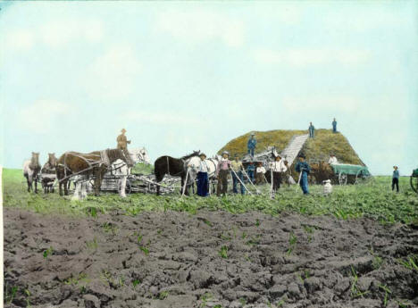 Horse powered threshing rig, Blue Earth Minnesota, 1898