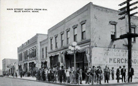 Main Street north from 6th Street, Blue Earth Minnesota, 1920's
