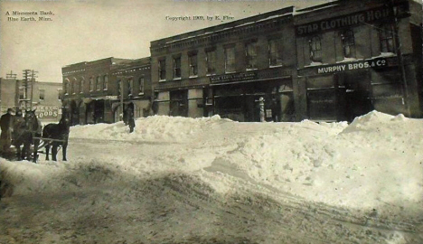 Street scene in winter, Blue Earth Minnesota, 1909
