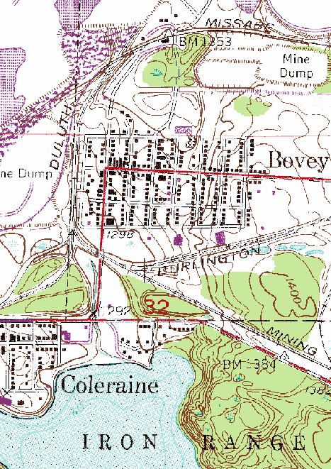 Topographic Map of the Bovey Minnesota area