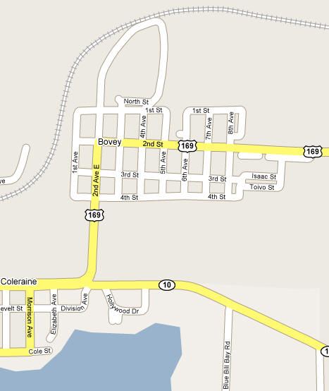 Street Map of Bovey Minnesota