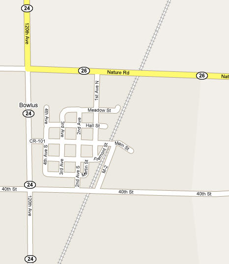 Street Map of Bowlus Minnesota