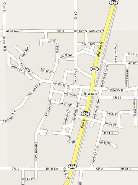 Map of Braham Minnesota