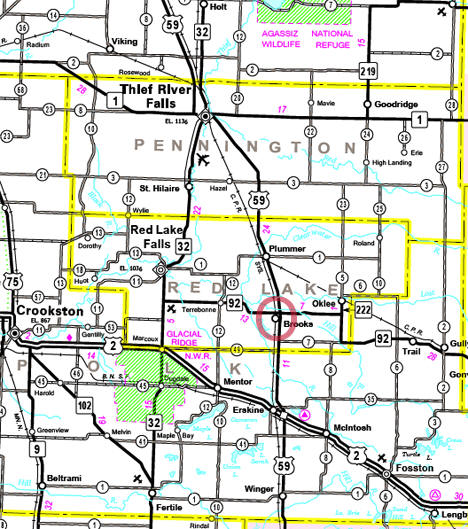 Highway Map of the Brooks MN area