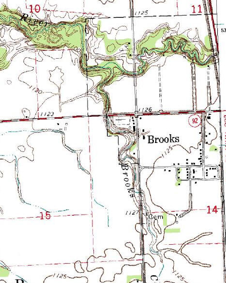 Topographic Map of the Brooks Minnesota area