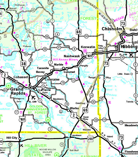 Highway Map of the Marble Minnesota area