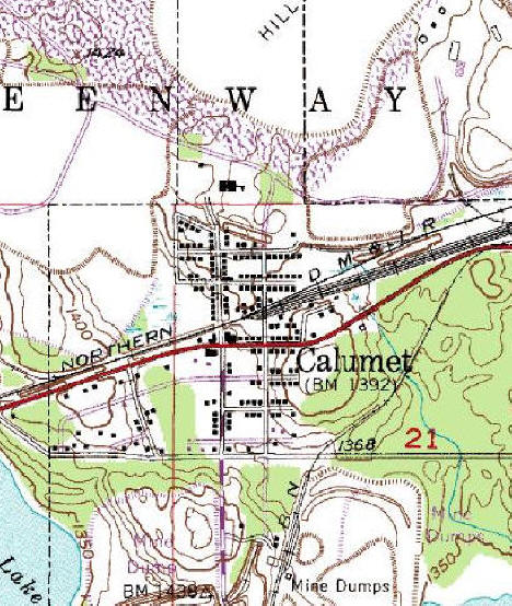 Topographic Map of Calumet, Minnesota