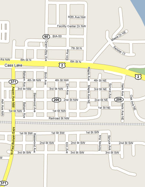 Map of Cass Lake Minnesota