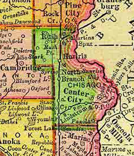 1895 Map of Chisago County Minnesota