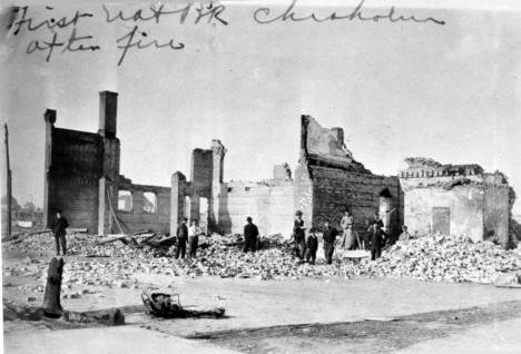First National Bank, after the fire, Chisholm Minnesota, 1908