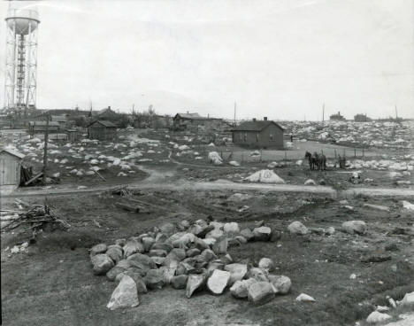 Construction of Memorial Park in 1934 Chisholm showing water tower