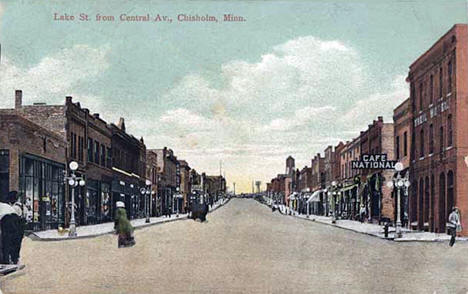 Lake Street from Central Avenue, Chisholm Minnesota, 1910