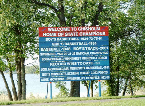 Chisholm Sports Sign at Trout Lake, Chisholm Minnesota