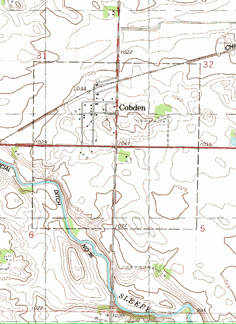 Topographic map of the Cobden Minnesota area