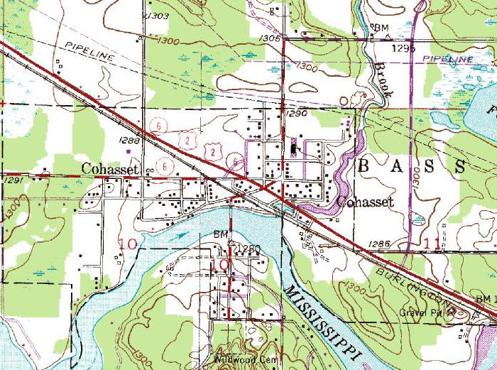 Topographic Map of Cohasset Minnesota