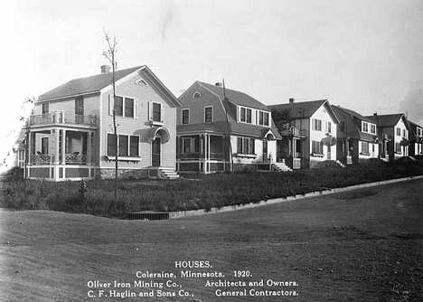 Houses built by Oliver Iron Mining Company, Coleraine Minnesota, 1920
