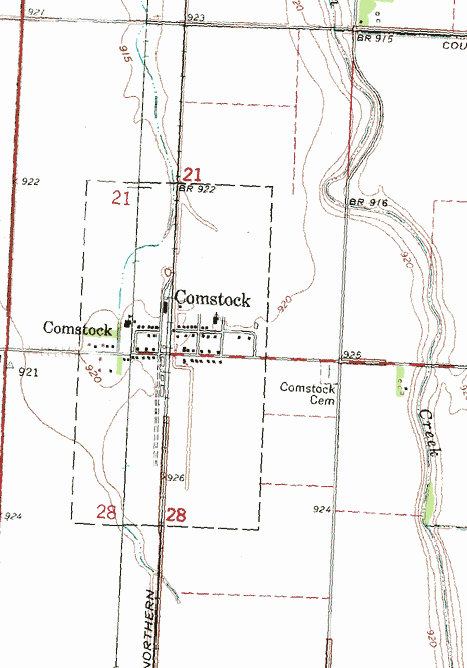 Topographic Map of the Comstock Minnesota area