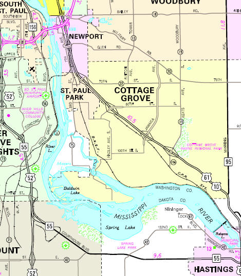 Minnesota State Highway Map of the Cottage Grove Minnesota area