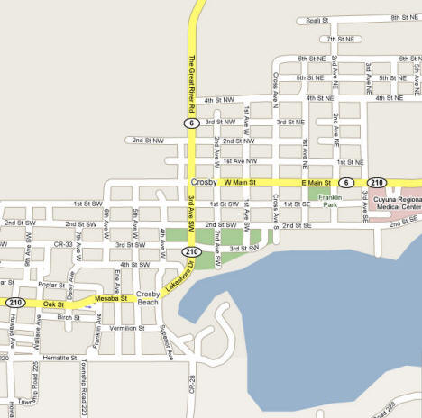 Street Map of Crosby Minnesota