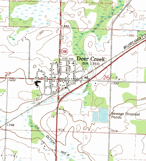 Topographic map of the Deer Creek Minnesota area
