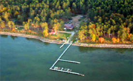 Aerial view of the High Banks Resort on Lake Winnibigoshish near Deer River minnesota
