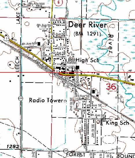 Topographic Map of Deer River Minnesota