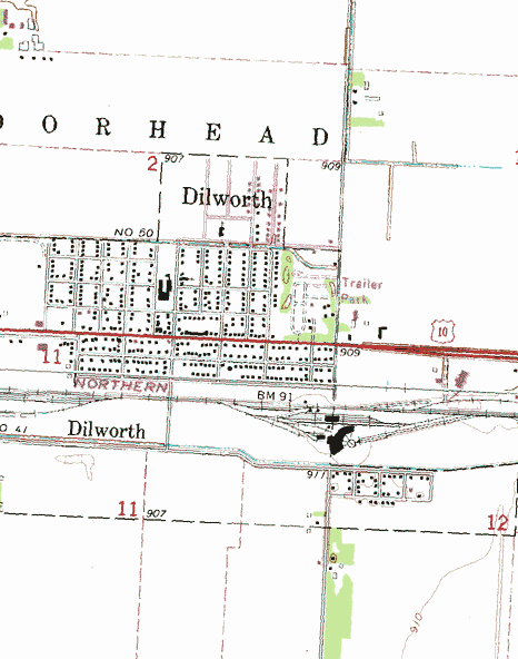 Topographic Map of the Dilworth Minnesota area
