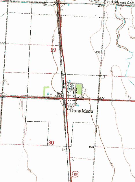 Topographic Map of the Donaldson Minnesota area