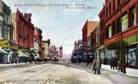 Street View, looking east from Second Avenue, West Duluth Minnesota, 1911