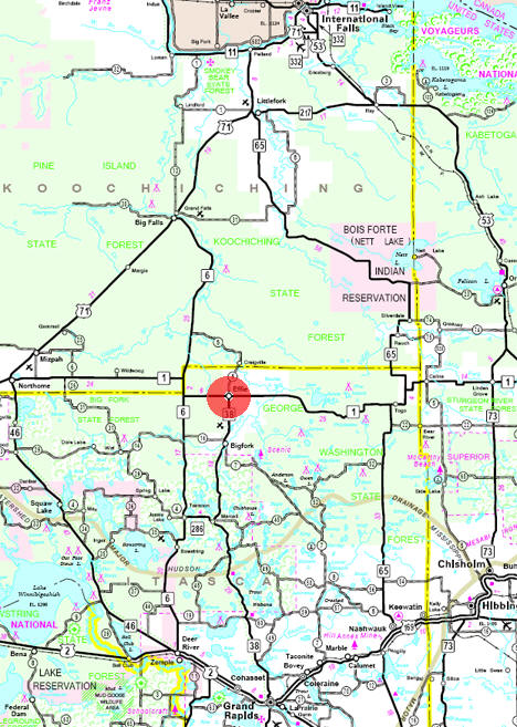 Minnesota State Highway Map of the Effie Minnesota area