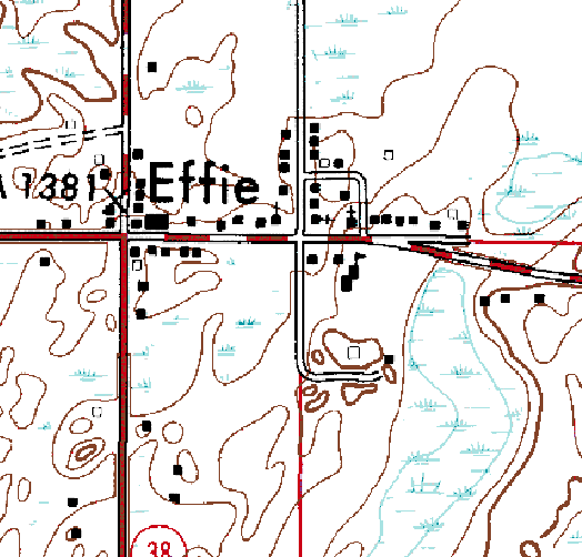Topographic Map of Effie MN