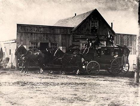 Stage Coach at Elbow Lake on stage line from Alexandria, 1878